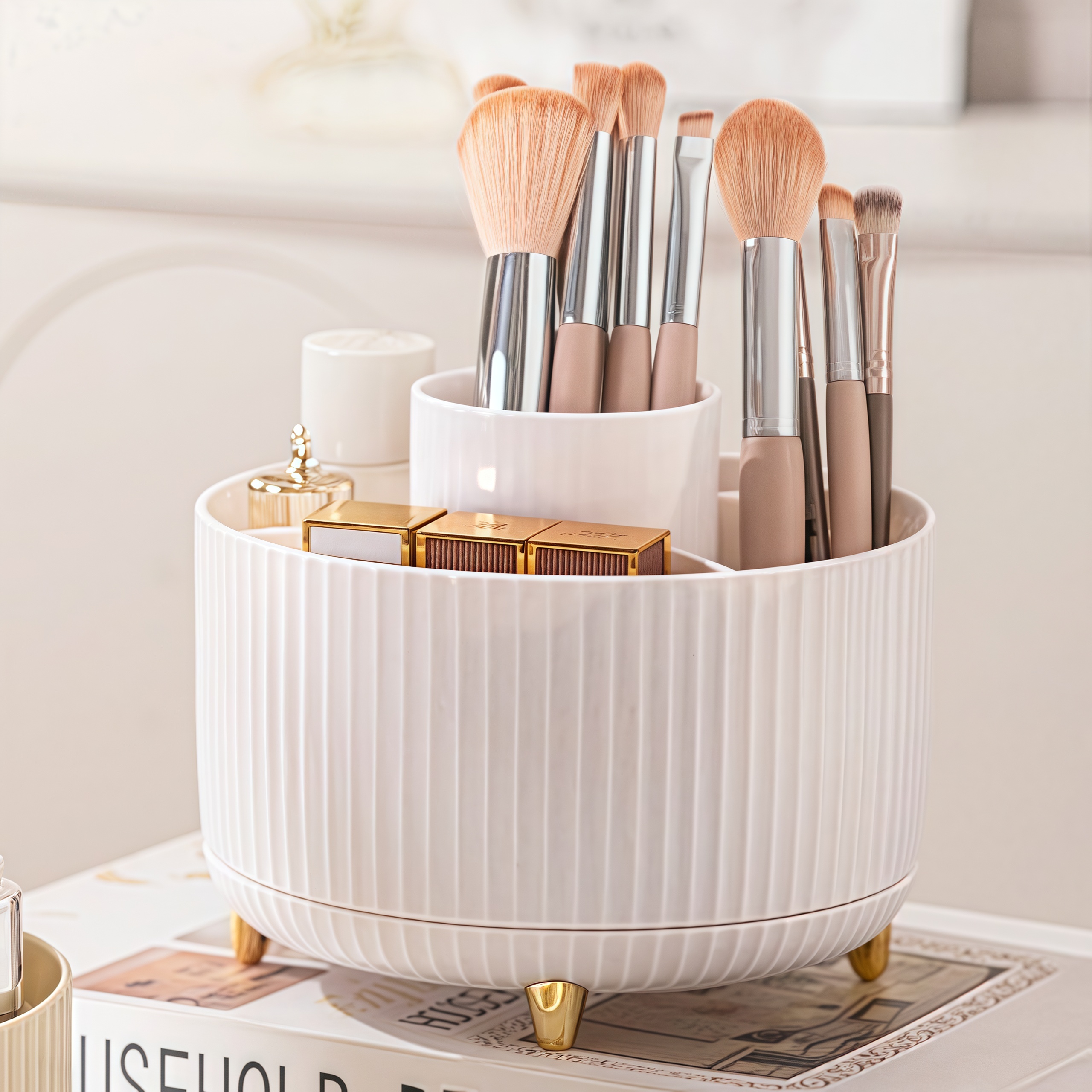 Luxury Skincare Organizer - Light Luxury Gold Feet 360 °